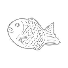 Hand drawn taiyaki icon Cartoon Vector illustration Isolated on White Background
