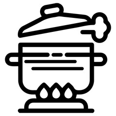 Cooking pot icon, black outline