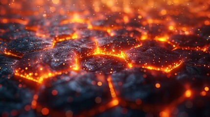 Futuristic abstract backround with hexagons and flame