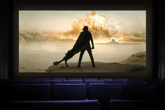 Dune Part Two movie in the cinema. Watching a movie in the cinema. Astana, Kazakhstan - May 15, 2023.