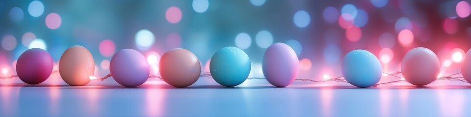 Soft focus easter eggs with bokeh lights