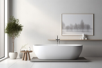 Fototapeta na wymiar Modern luxury interior design of a bright bathroom. The concept of hygiene and spa procedures.