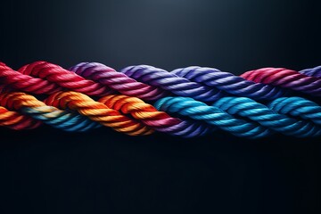 A rope adorned with diverse and bold colors, representing unity and diversity.