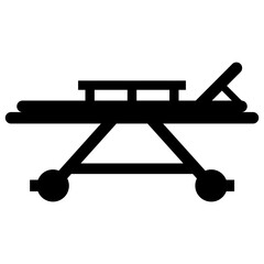 glyph icon design of patient stretcher 