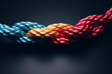 A rope entwined with diverse bold colors, symbolizing unity and diversity.