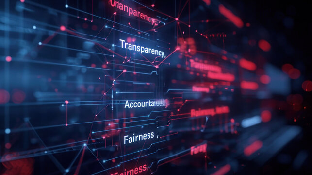 Futuristic Interface Highlighting Ethical AI Principles