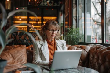 Senior lady with electronic devices