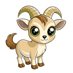 Vector of Cartoon cute baby Ibex on white background