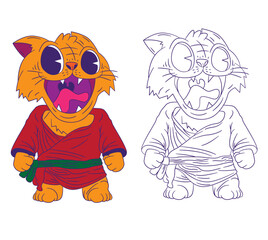 cute animal doodle illustration for coloring page drawing book