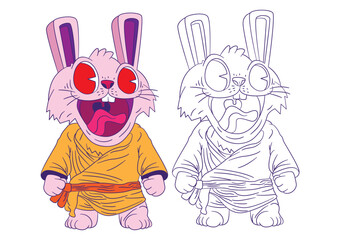 cute animal doodle illustration for coloring page drawing book