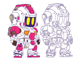 cute animal doodle illustration for coloring page drawing book