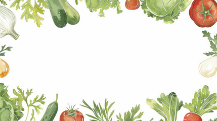 Vegan blank banner design with organic vegetables background, Ai Generated Images