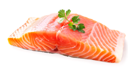 Salmon fillet isolated on white background. File contains clipping path.