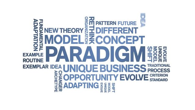Paradigm animated word cloud;text design animation tag kinetic typography seamless loop.