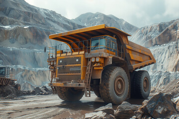 Dump truck in an open pit coal mine