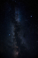 Milky Way stars photographed with wide angle lens.