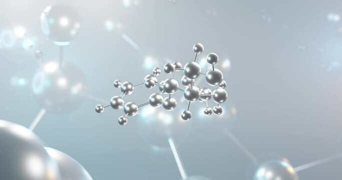 Guaifenesin rotating 3d molecule, molecular structure of glyceryl guaiacolate, seamless video