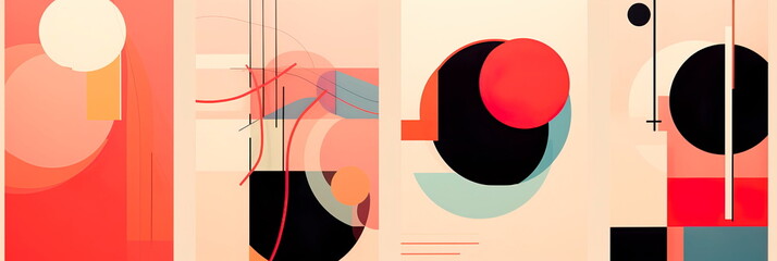 Risographic poster featuring bold geometric patterns and a striking color palette, evoking a sense of nostalgia and charm. Generative AI