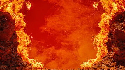 Obraz premium Fiery Flames and Heat, Dangerous Fire Abstract Background, Warm Orange and Red Texture