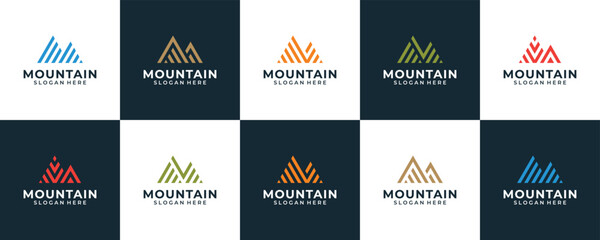 Set Of Abstract mountain logo design template