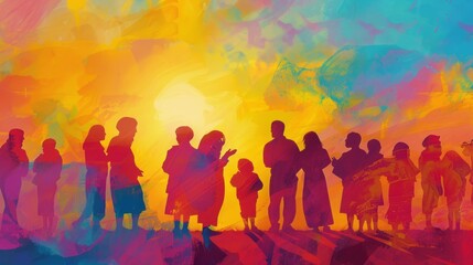 A depiction of silhouetted figures singing together, representing the harmony and unity found in diversity of voices