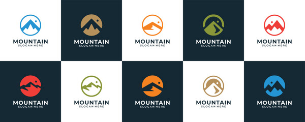 Set of mountain logo vector design template