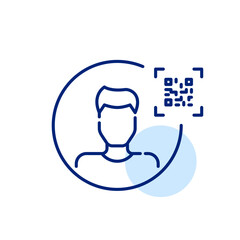 Male user account avatar and qr-code. P2P banking transfer. Pixel perfect, editable stroke