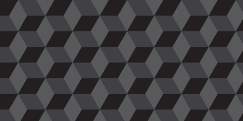 	
Seamless abstract black and gray stripe rectangles hexagon type cube geometric pattern. modern square diamond mosaic pattern. retro ornament grid tiles and wallpaper used for background.