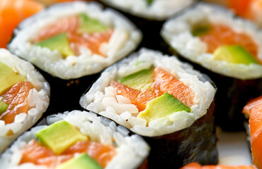 Avocado and Salmon Sushi