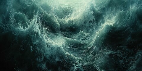 Aged ocean waves dance upon the canvas, whispering tales of drama and mood, a testament to maritime artistry. - obrazy, fototapety, plakaty