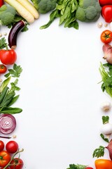 vegetables frame background with empty white space