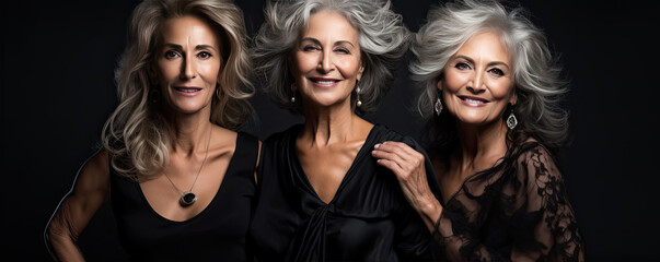 Fototapeta premium Three woman wearing dark t shirt.