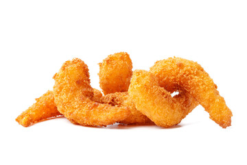 Shrimps in breadcrumbs isolated on white background