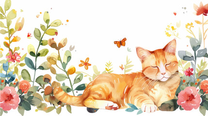 Vector watercolor spring banner with tilip flowers