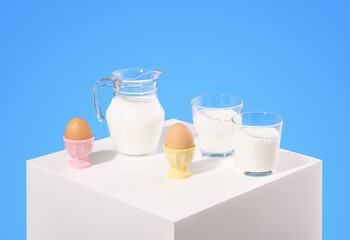 Dairy products and eggs. Useful drink milk contains calcium and proteins.