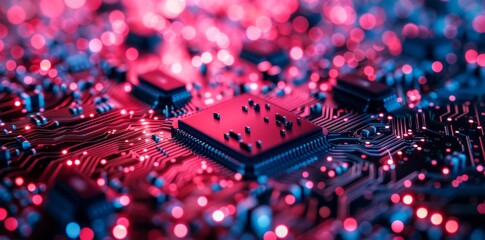 Close Up of a Computer Chip on a Circuit Board