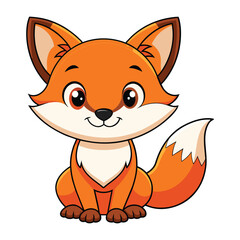 Vector of Cartoon cute baby Fox on white