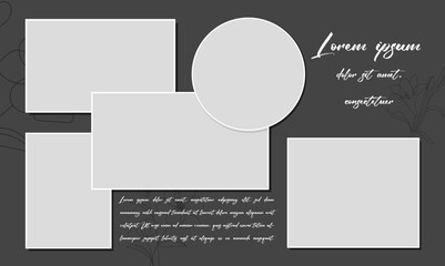 Vector illustration Collage editable post banner template Set of empty photo frames compositions