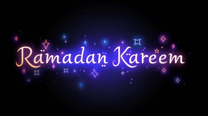 text Ramadan Kareem in glowing font
