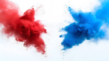 A Red and Blue Watercolor explosion splash of paint on a white background.