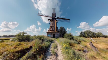 Augmented reality tour of a historic windmill adapted to produce bioenergy, blending history with modern sustainability