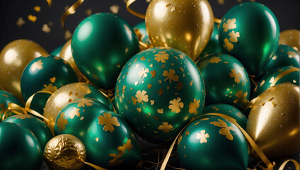 St. Patrick's Day Feier - Hintergrund mit grünen und goldenen Luftballons