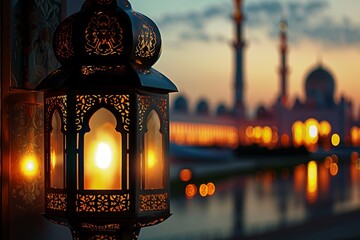 ramadan kareem eid mubarak photo mosque lamp