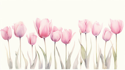 Delicate pink tulips, a symbol of love and happiness, a fragrant spring flower bed, a romantic gift for March 8th - obrazy, fototapety, plakaty
