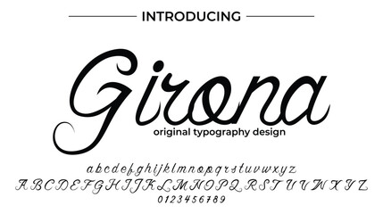 Fototapeta na wymiar Girona Font Stylish brush painted an uppercase vector letters, alphabet, typeface