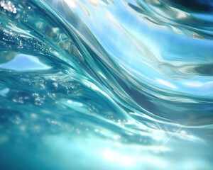 Underwater abstract waves, sunlight through water, sparkling reflections