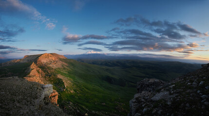 Landscape of Caucasus Bermamyt Canyon, stunning natural wonder awaiting adventurers. Mountains and...