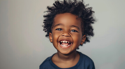 portrait of a happy black boy - obrazy, fototapety, plakaty