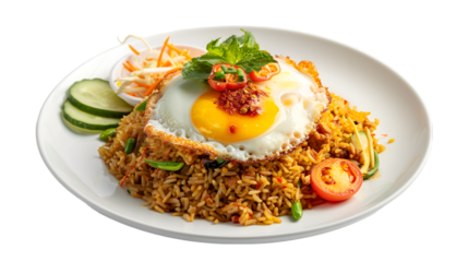 Nasi Goreng on isolated on transparent png background. Generative ai