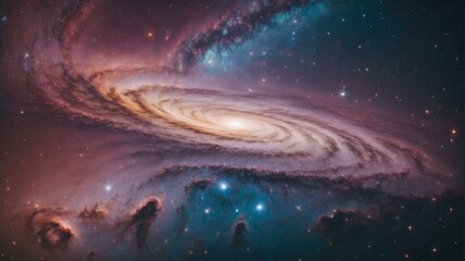 Naklejka na ściany i meble The spiral galaxy in space. Generative AI.